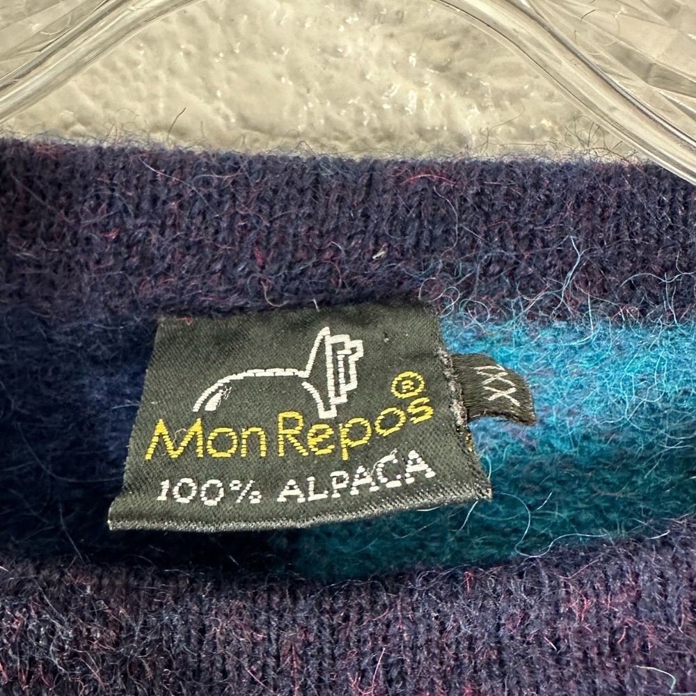 Mon Repos Color Block 100% Alpaca Fuzzy Sweater S… - image 3